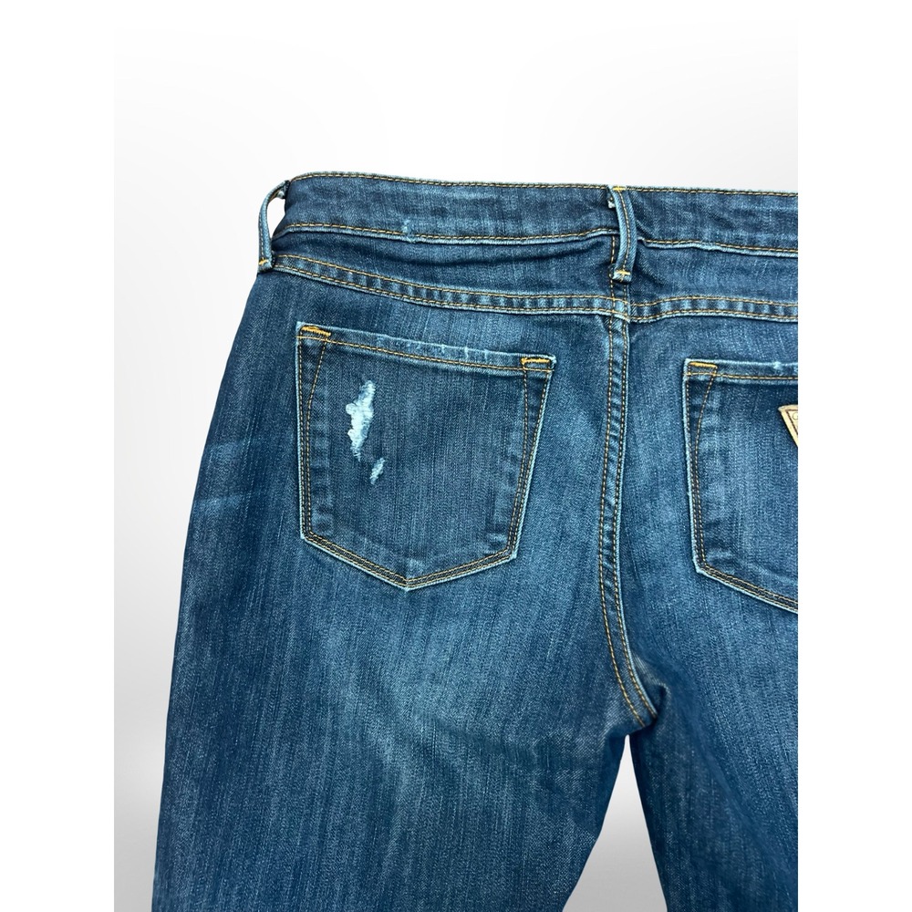 Guess Womens 30x25 Cropped Ankle Jeans Distressed Stretch Denim Dark Wash LA